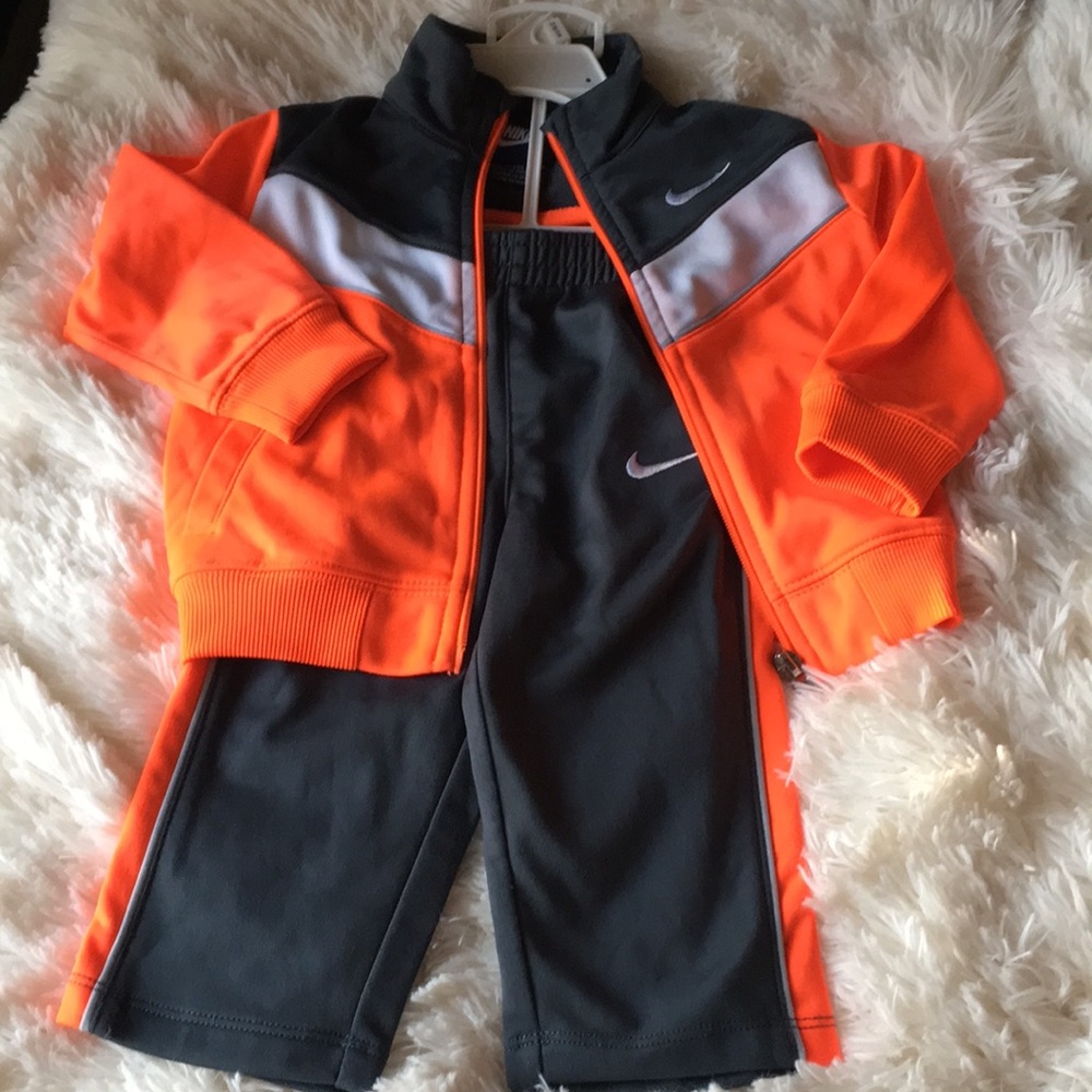 Baby Boy Nike Track Suit. Grey & Orange. 12m